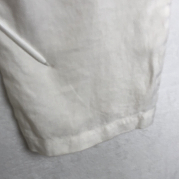 EILEEN FISHER 100% Linen Pants Cropped Sz PL White Side Zip Wide Leg Lagenlook - Picture 11 of 11